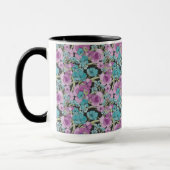 Elegant Floral Pattern roze Paarse Black Backgroun Mok (Links)