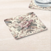 Elegant  Floral Pattern Vierkante Kartonnen Onderzetter (Schuin)