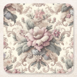 Elegant  Floral Pattern Vierkante Kartonnen Onderzetter
