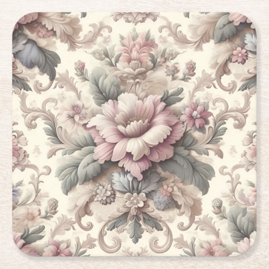 Elegant  Floral Pattern Vierkante Kartonnen Onderzetter (Voorkant)