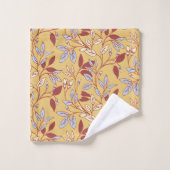 Elegant Floral Pattern with Red and Blue Leaves (Gant de toilette)