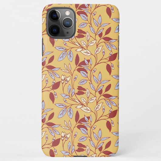 Elegant Floral Pattern with Red and Blue Leaves iPhone Hoesje (Achterkant)