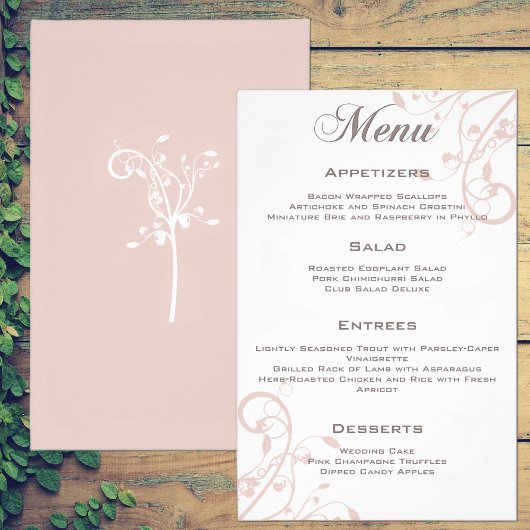 Elegant Floral Peach Blush Wedding Menu Flyer