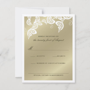Elegant Floral Peacock White Wedding RSVP Kaart