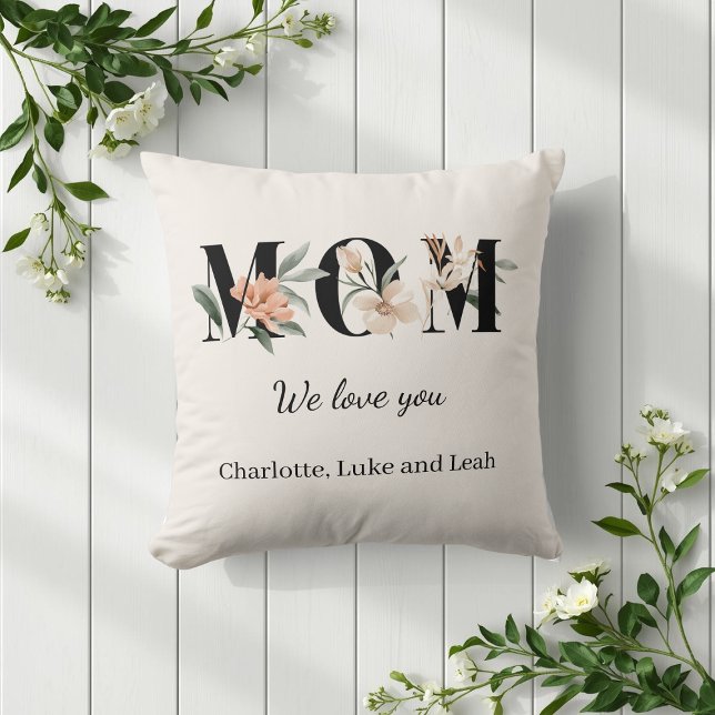 Elegant Floral Personalized Mom Throw Pillow Gift Kussen (Creator heeft geüpload)