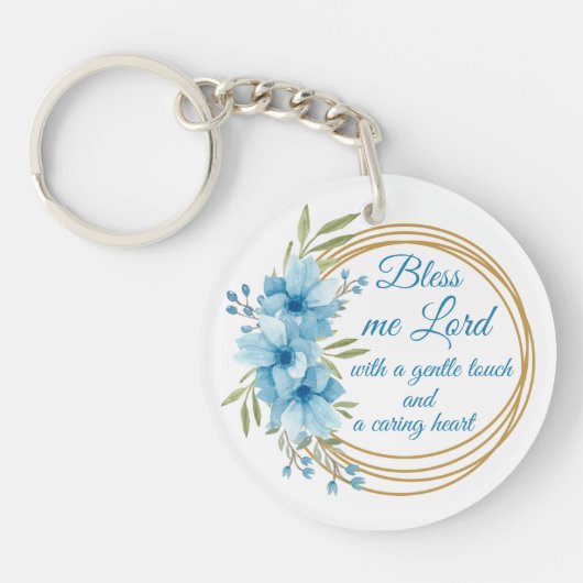 Elegant Floral Personalized Nurse Prayer Sleutelhanger (Voorkant)