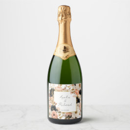 Elegant Floral Personalized Wedding Bottle Labels Sparkling Wijnetiket