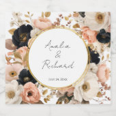 Elegant Floral Personalized Wedding Bottle Labels Sparkling Wijnetiket (Enkel label)