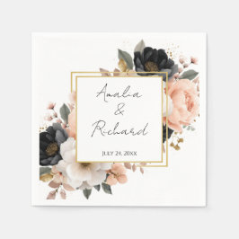 Elegant Floral Personalized Wedding Napkins Servet