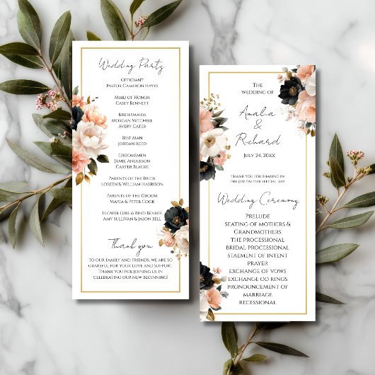 Elegant Floral Personalized Wedding Program Programma