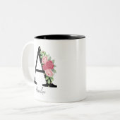Elégant floral Personnalisé Monogramme Café Mug A (Devant gauche)