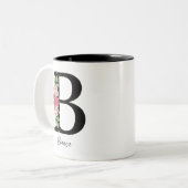Élégant floral Personnalisé Monogramme Café Mug B (Devant gauche)