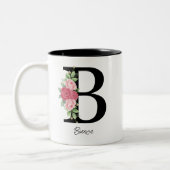 Élégant floral Personnalisé Monogramme Café Mug B (Gauche)