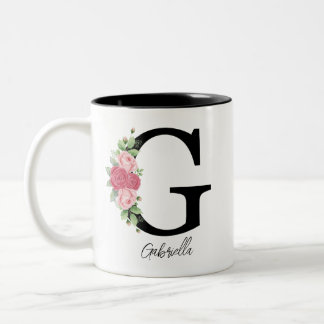 Élégant floral Personnalisé Monogramme café Mug G