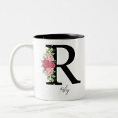 Élégant Floral Personnalisé Monogramme Café Mug R (Gauche)