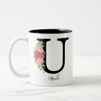 Élégant floral Personnalisé Monogramme café Mug U