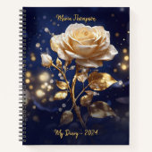 Élégant Floral Personnalisé Nom Carnet (Devant)