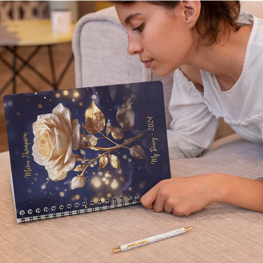 Élégant Floral Personnalisé Nom Carnet