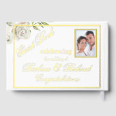 Elégant Floral Photo Mariage Réception Gold Foil (Verso)
