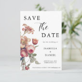 Elegant Floral Photo Wedding Save The Date (Debout devant)