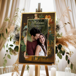 Elegant Floral Photo Wedding Welcome Acryl Bord