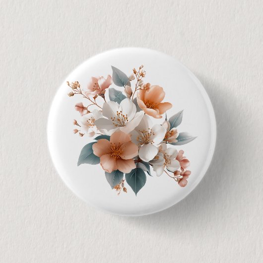 Elegant Floral Pinback Button 💐✨ (Voorkant)