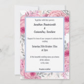 ELEGANT FLORAL PINK BLUE WHITWEDING KAART (Voorkant)