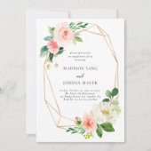 Elegant Floral Pink Blush Script Engagement Party Kaart (Voorkant)