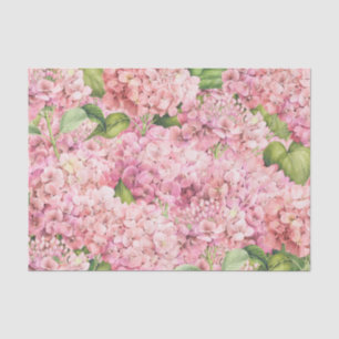 Elegant Floral Pink Hydrangea Patroonpapier Tissuepapier