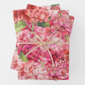 Elegant Floral Pink Hydrangea Pattern Inpakpapier Vel (In situ)
