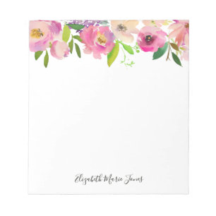 Elegant Floral Pink Pastel Waterverf Peony Notitieblok