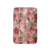 Elegant  Floral Pink Rose Gold Monogramed Badmat (Voorkant Verticaal)