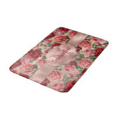 Elegant  Floral Pink Rose Gold Monogramed Badmat (Gekanteld)