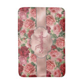 Elegant  Floral Pink Rose Gold Monogramed Badmat (Voorkant Verticaal)