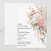 Elegant Floral Pink script Wedding Invitation (Devant / Derrière)