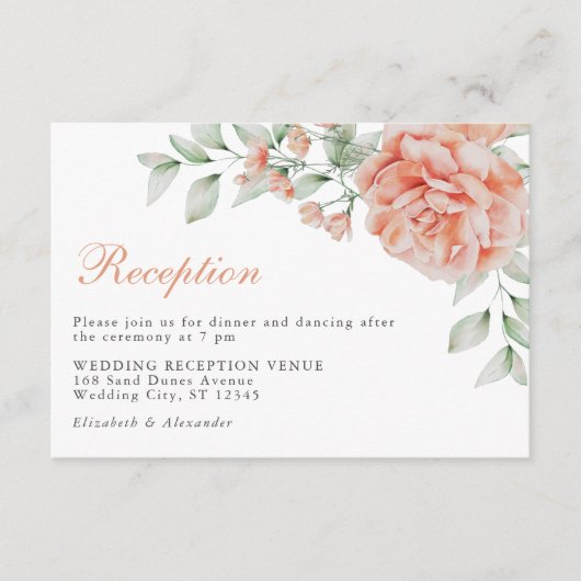 Elegant Floral Pink Waterverf Weddenschap Informatiekaartje (Voorkant)