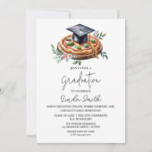 Elégant Floral Pizza Graduation Invitation (Devant)