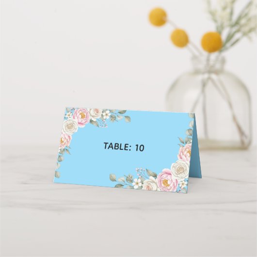 Elegant Floral Place Card and Table Number Tent (Voorkant)