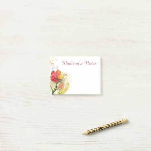 Elegant Floral Post-it® Notes (Op bureau)