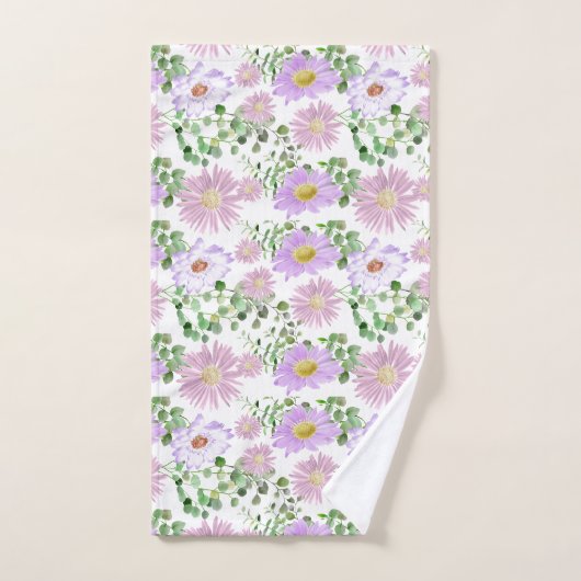 Élégant floral pourpre blanc Eucalyptus verdure (Serviette à main)