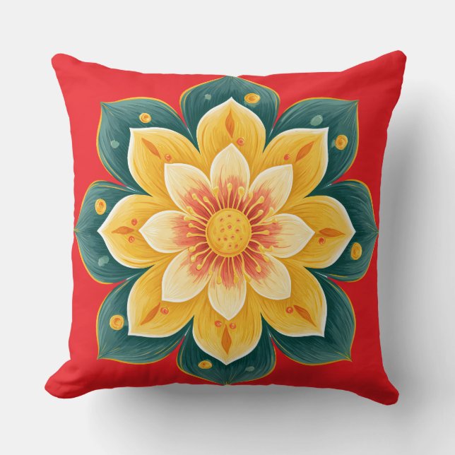 Elegant Floral Print Decorative Pillow Kussen (Voorkant)