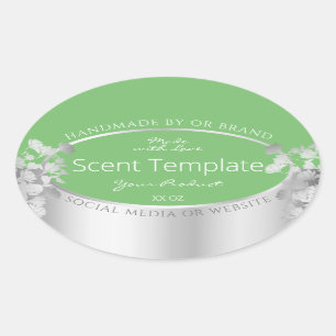 Elegant Floral Product Label Sage Green en Silver