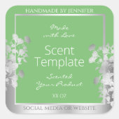 Elegant Floral Product Label Sage Green en Silver (Voorkant)