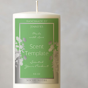 Elegant Floral Product Label Sage Green en Silver Voedselcontainer Etiket