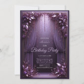 Elégant Floral Purple Invitation de fête d'anniver (Devant)