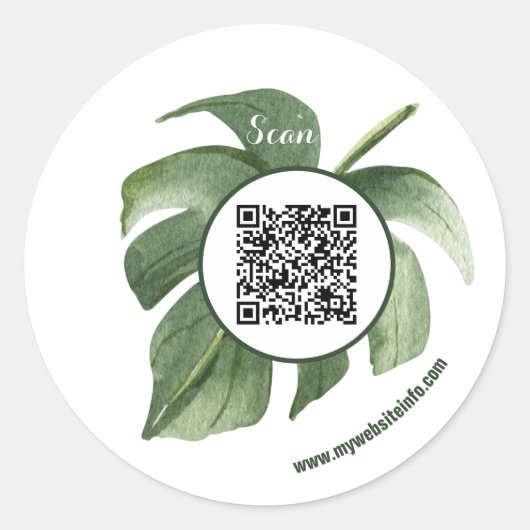 Elegant Floral QR Code Business Ronde Sticker (Voorkant)