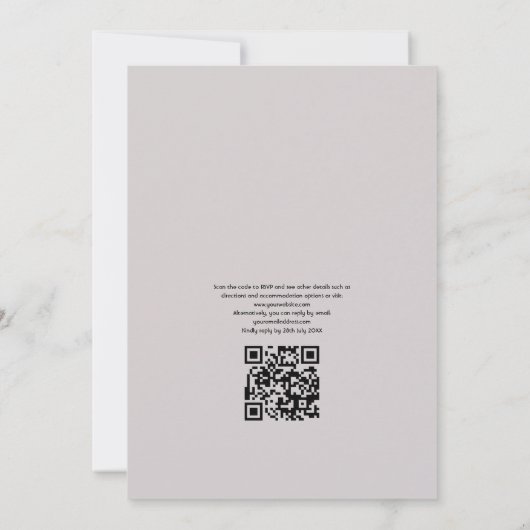 Elegant Floral QR Code RSVP Beach Weddenschap Kaart (Achterkant)