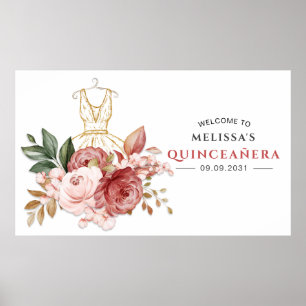 Elegant Floral Quinceanera 15e verjaardag Poster