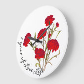  Elegant  Floral Red Carnance Grote Klok (Hoek)