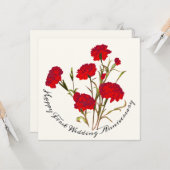 Elegant Floral Red Carnance Kaart (Voorkant / Achterkant in situ)